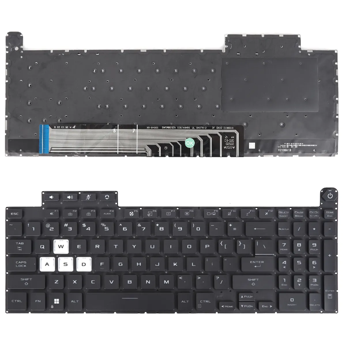 Picture of ASUS TUF Gaming F15 A15 F17 A17 FX507 FX507Z FA507 FA507R FX517 FX517Z FX707 FX707Z FA707 FA707R BALCK （WASD is transparent)BACKLIT
